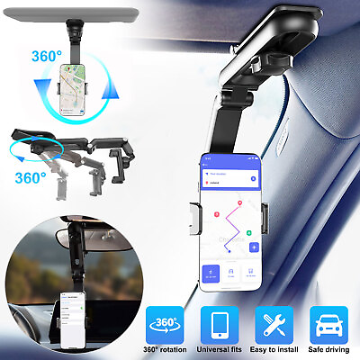 #ad 360° Rotation Car Sun Visor Mount Holder Phone Clip for iPhone Android Universal