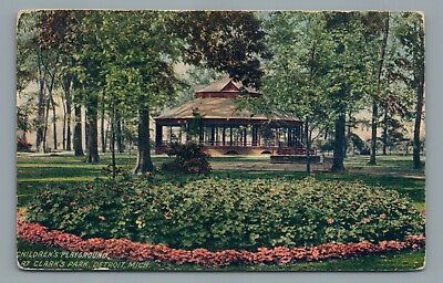 #ad #ad Children#x27;s Playground at Clark#x27;s Park Detroit Michigan MI Postcard Posted 1910