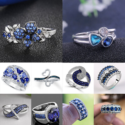 Gorgeous Fashion 925 Silver Flower Jewelry Cubic Zirconia Wedding Ring Size 6 10