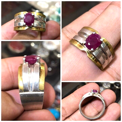 Afghani Ruby Stone Ring Blood Red Color Real Antique Top Quality Ruby Stone Ring