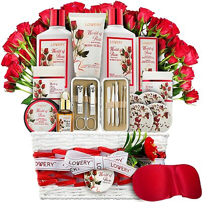 #ad Christmas Gift for Women Red Rose Gift Basket 35 Piece Stress Relief Spa Kit