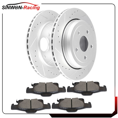 #ad 4X Ceramic Brake Pads and 2X Rotors Rear For Jeep Grand Cherokee 2012 2017