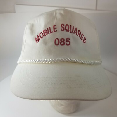 Vintage Hat White Red Rope Yuppong Cap Mobile Squares 085 Snapback Adjustable