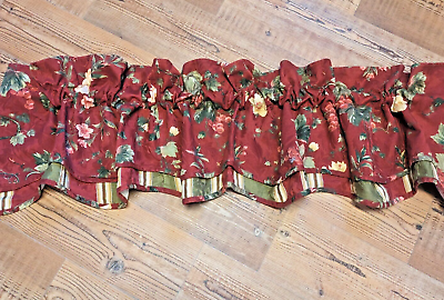 #ad Waverly Chianti Petticoat Scalloped Valance Red with Florals amp; Grapes 74quot;x 15quot;