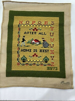 #ad Completed Needle Point Vintage Sampler ABCD After All Home Is Best 1041 3