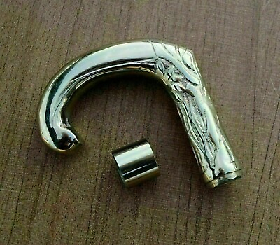 Antique Victorian Chrome Solid Brass head Handle Only For Walking Stick Handmade
