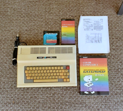 #ad Tandy Color Computer 3 128k Color No. 26 3334 Basic O S w Booklets