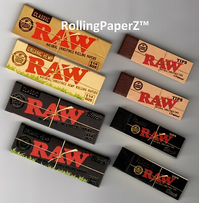 #ad RAW Rolling 1 1 4 COMPLETE SAMPLER COLLECTION Classic and Organic Hemp PLUS TIPS
