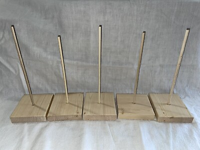 Set of 5 Christmas Tree Topper Wooden Stands Spikes Holders Display
