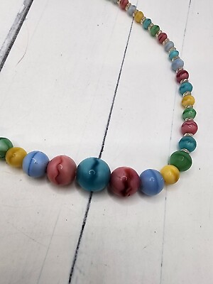 Vintage Glass Beaded Necklace Pastel NEEDS NEW CLASP 17quot;