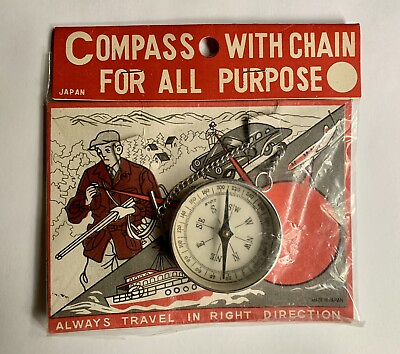 Vintage Toy Compass and ChainMade in JapanUnopenedUnusedNew in Package