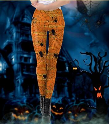 #ad Women#x27;s Fashion Halloween Pumpkin Skeleton 3D Printed Leggings Yoga Pants 5968