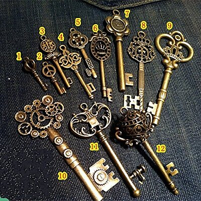 #ad Old Vintage Antique Skeleton 12 Keys Large Small Bulk Necklace Pendant No Repeat