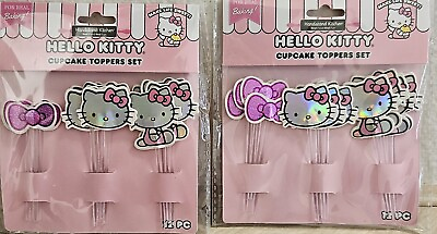 #ad #ad LOT 24 PC SANRIO HELLO KITTY CUPCAKE CAKE TOPPERS SET
