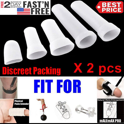 #ad 2PCS Male Penis Extender Stretcher Max Vacuum Enhancer Enlarger Silicone Sleeve