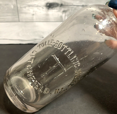 #ad Antique Hutchinson Soda Bottle TULLE BOTTLING WORKS LITCHFIELD ILL Clear 6 1 2quot;