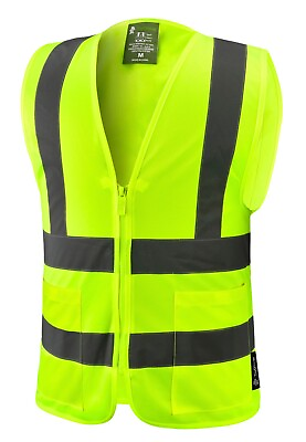 #ad Crew Yellow High Visibility Safety Vest With 2 Pockets