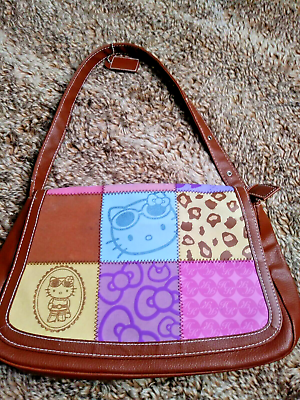 #ad 2008 Hello Kitty Sanrio Faux Leather Over the Shoulder Bag Purse 13quot;×9quot;