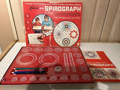 #ad Vintage 1967 Kenner#x27;s Spirograph Set Complete with Instructions and Original Box