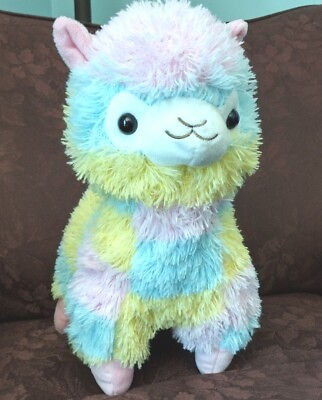 Best Toys Pink Yellow Mint Green Furry Llama Plush Stuffed Animal Pastel 12quot;