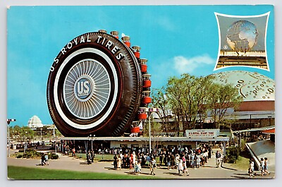 #ad c1950 US Rubber Royal Tires Ferris Wheel New York Worlds Fair NY PC Postcard