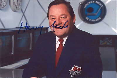 #ad Harry Neale Signed 4x6 Photo Coach Broadcaster Vancouver Canucks Sabres