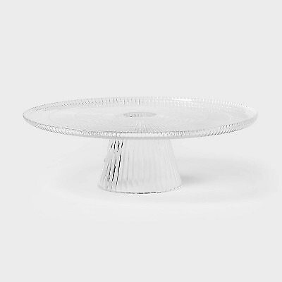 Ribbed Large Glass Cake Stand Clear Threshold