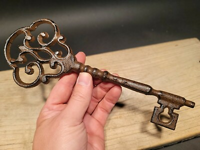 #ad #ad Antique Vintage Style Cast Iron Large Ornate Skeleton Key