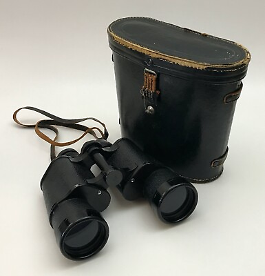 Vintage Raleigh Coated Optics 7x50 Binoculars w Leather Case AK 17521 No. 7007
