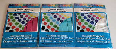 #ad #ad New Set of 3 Paper Hanging Party Garland 27 ft 1 Pink 1 White 1 Blue 9 ft each