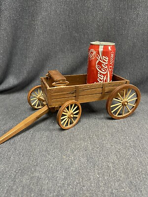 #ad Western Wagon Childs Toy Handcrafted Wood Signed Dan Wallace Berryville Arkansas