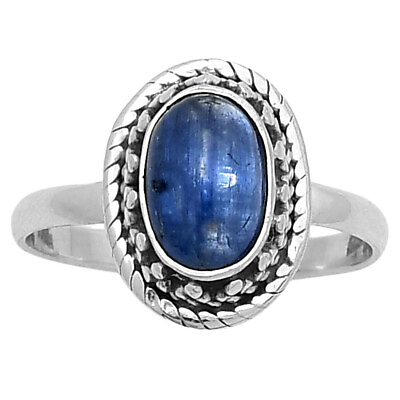 #ad Natural Blue Kyanite Brazil 925 Sterling Silver Ring s.8 Jewelry R 1262
