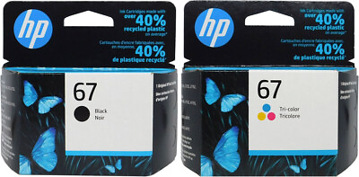 HP #67 Combo Ink Cartridges 67 Black amp; Color NEW GENUINE 3YP29AN