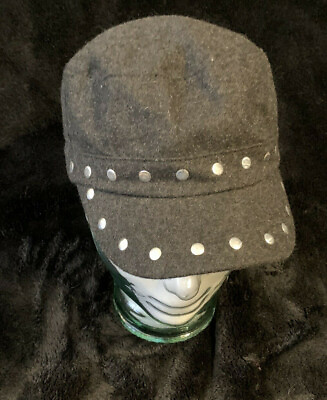 #ad Women#x27;s One Size Collection Eighteen Gray Seargeant Cap with Metal Studs