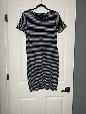 #ad New Look maternity short sleeve dress size 10 navy white striped