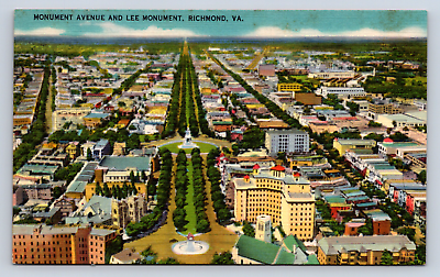 #ad Vintage Postcard Monument Avenue Lee Monument Richmond Virginia