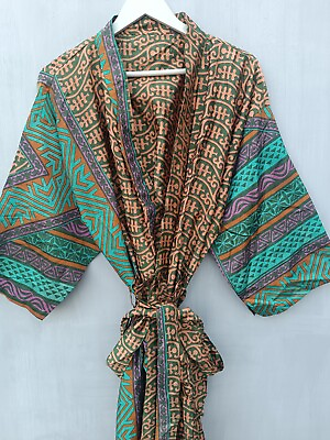 #ad Japanese Colorful Kimono Multi Color Sari Silk Batting Gown Party Wear B 1415