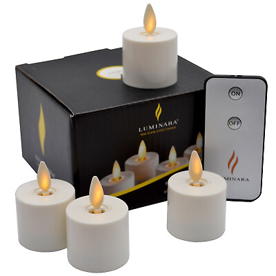 Luminara Battery Operated Tealight Votive Candles Flameless Flicker Pack of 4