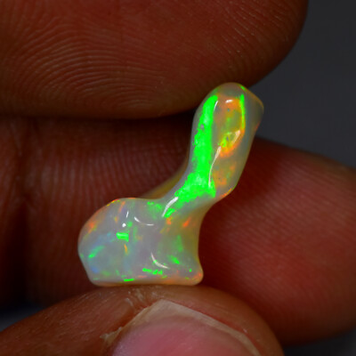 #ad 2.85Ct Fancy Water Clear 3D Multi Color Play Ethiopian Solid Welo Opal