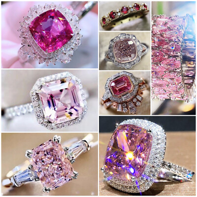 Elegant 925 Silver FilledGold Wedding Rings Women Cubic Zircon Jewelry Sz 6 10