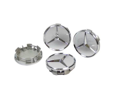 #ad Set of 4 Mercedes Benz Silver Chrome Wheel Center Caps 75MM AMG WREATH