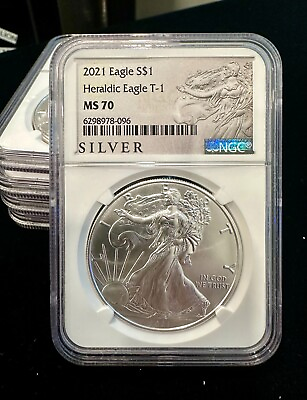 #ad 2021 SILVER EAGLE NGC MS70 TYPE 1 .999 Fine SILVER COIN SLABBED PROOF BACKORDE
