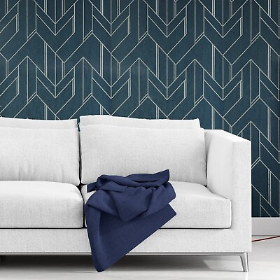 #ad Navy dark blue silver metallic geometric rhombus shapes modern geo Wallpaper 3D