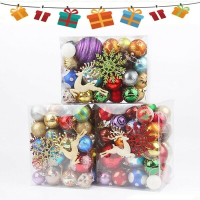30 70PCS Box Christmas Glitter Ball Ornaments Xmas Tree Ball Hanging Party Decor