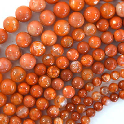 Orange Fire Agate Round Beads Gemstone 15quot; Strand 6mm 8mm 10mm
