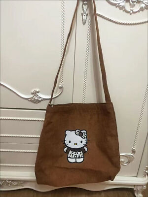 #ad Cute Women Girl#x27;s Hello Kitty Shoulder Bag Corduroy Crossbody Handbag Satchel