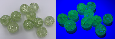 10 Uranium Glass Marbles: Small Cracked UV Light Reactive
