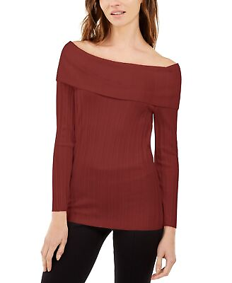 #ad #ad INC Sweater Ribbed Knit Off the Shoulder Women Burnt Orange Sz S NEW NWT 495