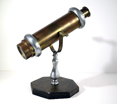 Brass Kaleidoscope on Wood Base made in Italy mid 20th century 11 inches long