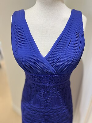 #ad Sue Wong Elegant blue purple formal dress fitted lined low back side zip size 6